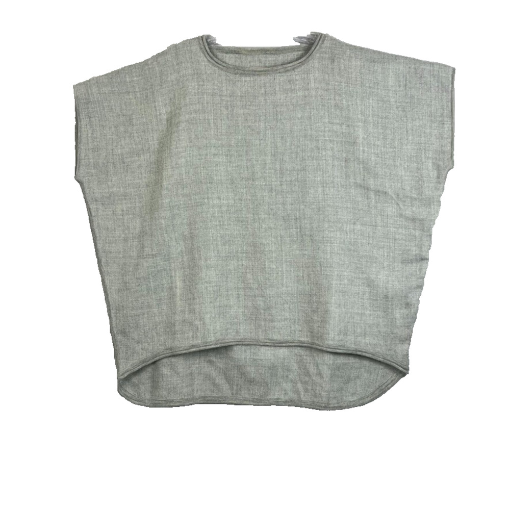 Cuyana Sweater Women's One Size Light Grey Boxy Short Sleeve Baby Alpaca Hi-Low